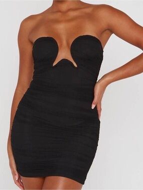 Black Ruched Mini Dress with Spaghetti Straps